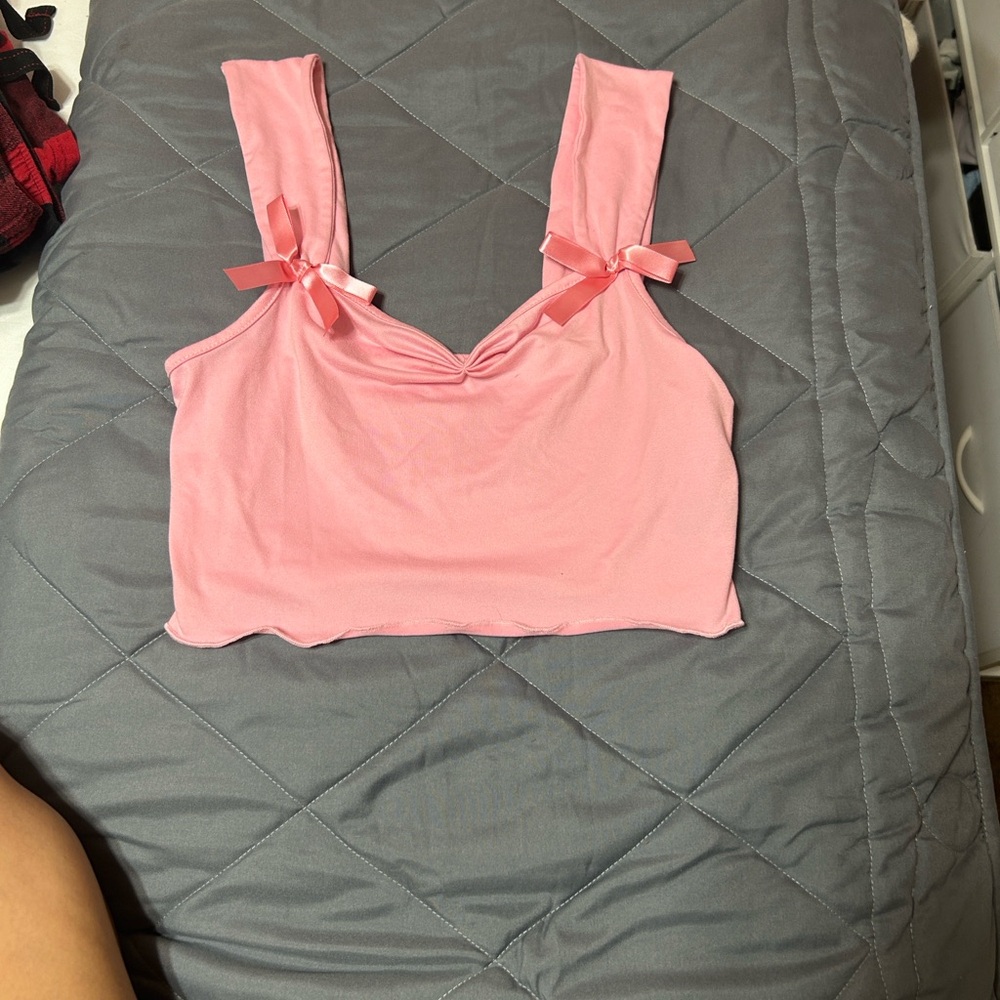 SHEIN Pink Crop Top with Bow Details